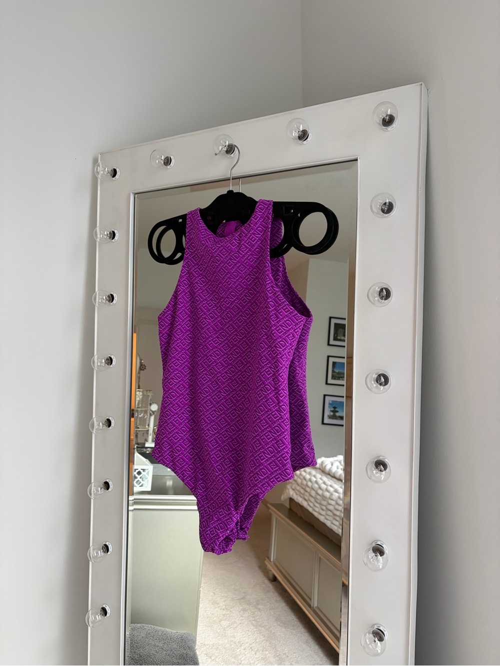 Fendi SKIMS Purple Logo-Print Bodysuit